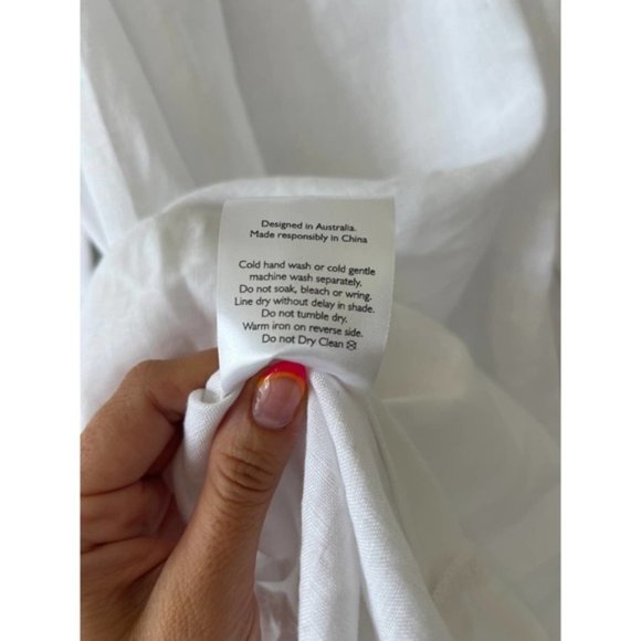 Ephemera Ruffle High Neck Linen Garland Smock Dress White Women's Size: 4 NWT - Picture 10 of 11